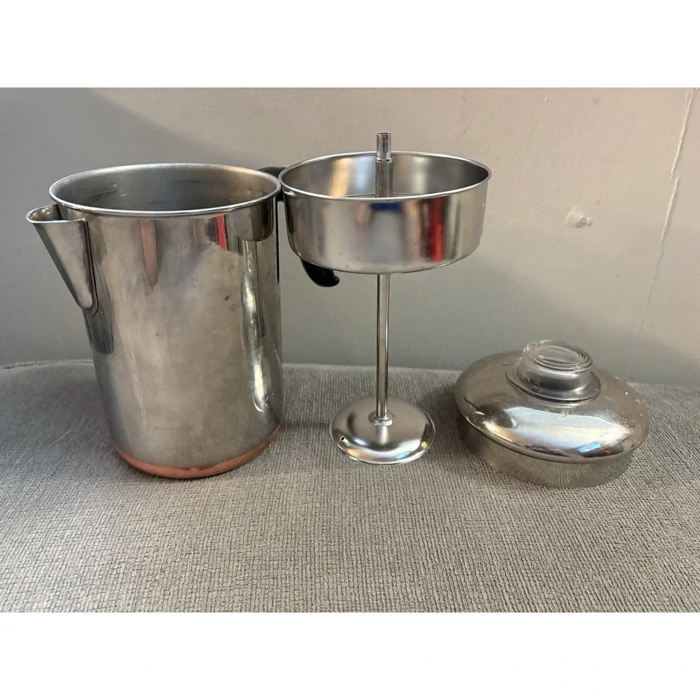 VINTAGE REVERE WARE PRE 68  8 CUP PERCOLATOR COPPER CLAD USA COMPLETE CLEAN!